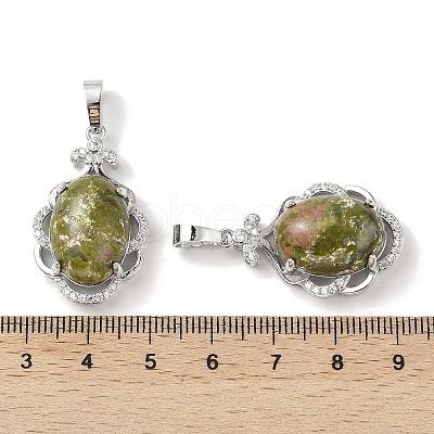 Natural Unakite Oval Pendants G-NH0025-15P-13-1