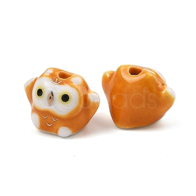Cute Hand Painted Mini Owl Porcelain Beads PORC-F014-01D-1