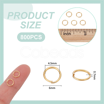 800Pcs 304 Stainless Steel Open Jump Rings STAS-UN0063-23B-G-1