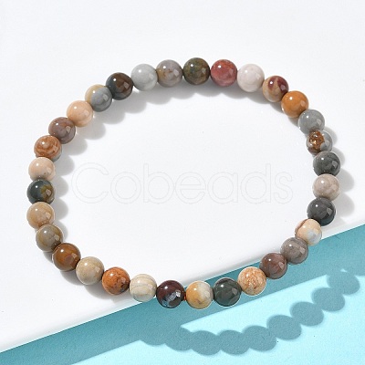 Natural Alashan Agate Round Beads Stretch Bracelets for Women BJEW-Z158-03M-04-1
