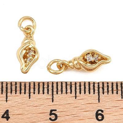 Brass Micro Pave Clear Cubic Zirconia Charms KK-Q085-02G-G-1