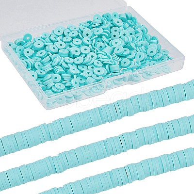 3 Strands Flat Round Handmade Polymer Clay Beads CLAY-SC0001-69E-1