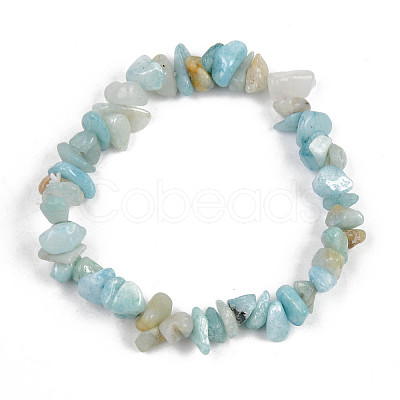 Unisex Chip Natural Flower Amazonite Beaded Stretch Bracelets BJEW-S143-26-1