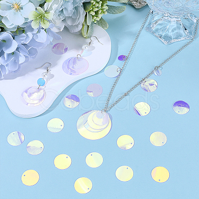 300pcs Iridescent PVC Paillette/Sequins Pendants PVC-SC0001-08-1