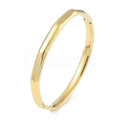 304 Stainless Steel Faceted Ring Hinged Bangles for Women BJEW-C071-16G-1