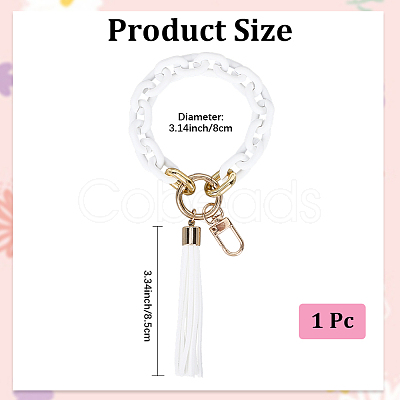 Acrylic & Zine Alloy & PU Pendant Decoration KEYC-WH0052-01B-1
