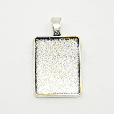 Tibetan Style Alloy Rectangle Pendant Cabochon Settings X-TIBEP-M021-A-05AS-RS-1