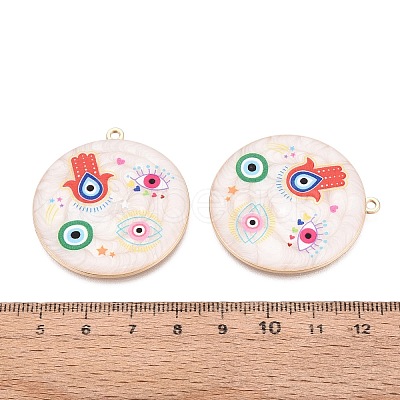 Printed Alloy Enamel Pendants ENAM-N071-12G-02-1