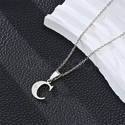 201 Stainless Steel Crystal Rhinestone Initial Pendant Necklaces FS-WG28760-03-1