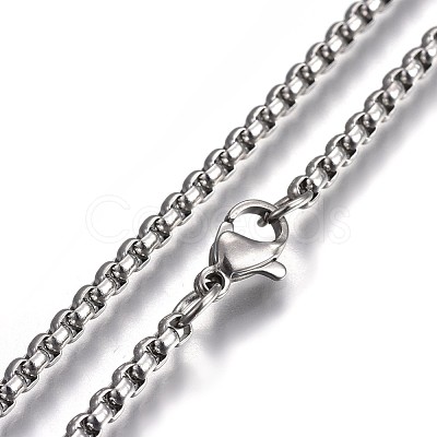 Non-Tarnish 304 Stainless Steel Box Chain Necklaces NJEW-O110-05G-P-1