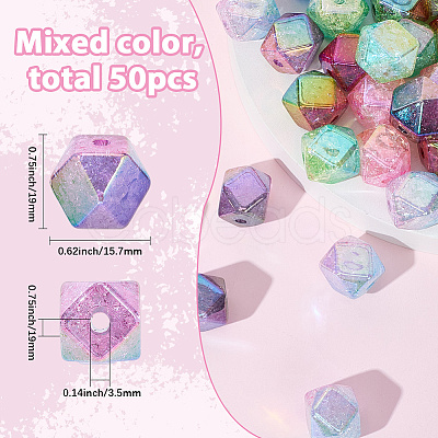 50Pcs Transparent Crackle Acrylic Beads OACR-SC0002-50-1
