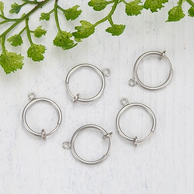 316 Surgical Stainless Steel Clip-on Hoop Earrings STAS-S101-15mm-01P-1
