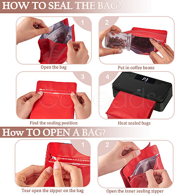 10Pcs BOPP and Aluminized PET and PE Resealable Coffee Zipper Bags with Valve ABAG-TA0001-93B-1
