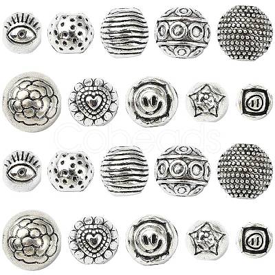 100Pcs 10 Styles Tibetan Style Alloy Beads FIND-CJ0003-19-1