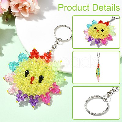 Plastic Beaded Pendant Keychain HJEW-CJC0009-01P-1