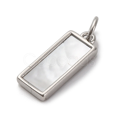 Brass Pave Natural Shell Rectangle Charms KK-P308-03P-1