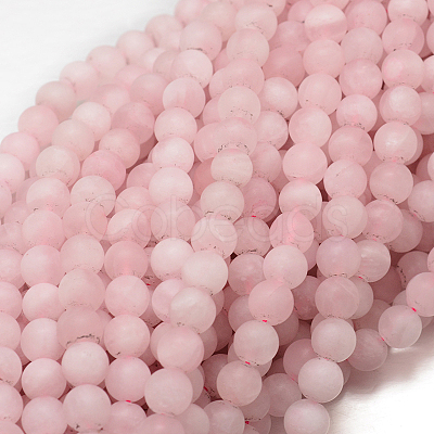 Frosted Natural Rose Quartz Bead Strands G-J120-30-6mm-1