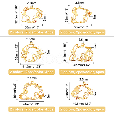 24Pcs 12 Style Alloy Open Back Bezel Pendants FIND-OC0001-44-1