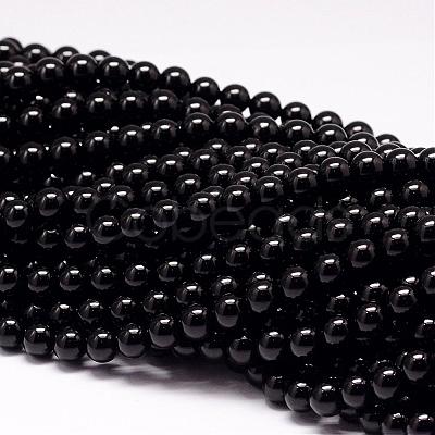 Natural Black Tourmaline Beads Strands G-P132-16-8mm-1