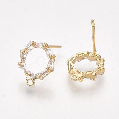 Brass Cubic Zirconia Stud Earring Findings LS-X-KK-S350-343-1