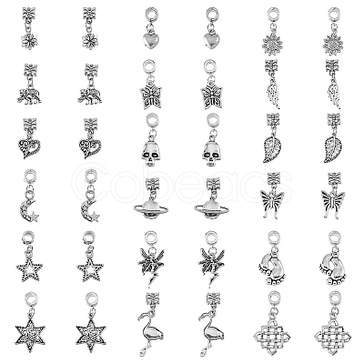 SUPERFINDINGS 72pcs 18 styles Alloy European Dangle Charms FIND-FH0008-45-1