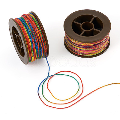 2 Rolls 2 Colors Segment Dyed Round Polyester Twisted Cords OCOR-TA0003-59E-1