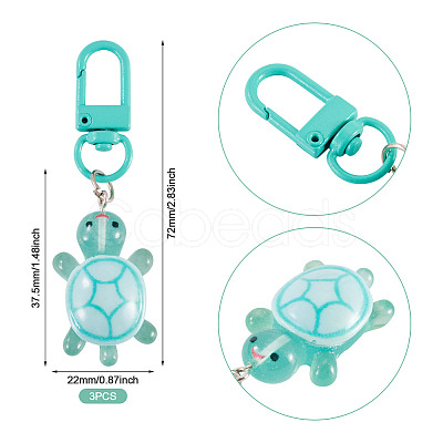 3Pcs Resin Tortoise Pendant Decorations HJEW-TA0001-39I-1