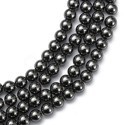 Non-Magnetic Synthetic Hematite Beads Strands G-H1624-8mm-2-1