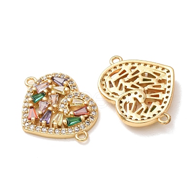 Brass Pave Colorful Cubic Zirconia Connector Charms CU-CBA4579-02G-C-1