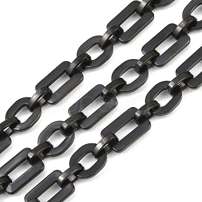 201 Stainless Steel Oval with Rectangle Link Chains CHS-F024-01A-EB-1