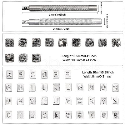 2 Sets 2 Style Alphabet & Number & Constellation Pattern Zinc Alloy Stamps DIY-GL0004-45-1
