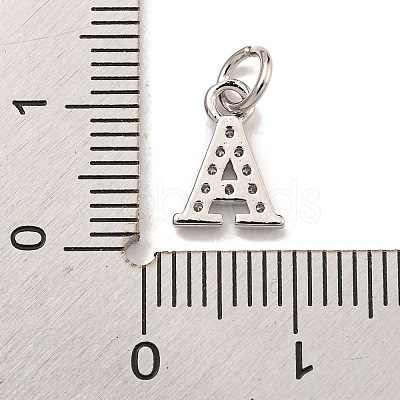Initial Letter Brass with Cubic Zirconia Charms KK-Q814-26A-P-1
