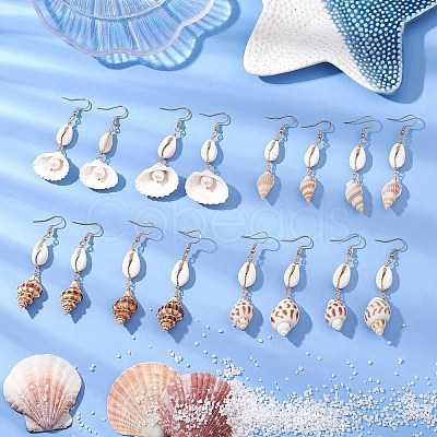 4Pair 304 Stainless Steel Shell Shape Dangle Earrings EJEW-JE06265-1