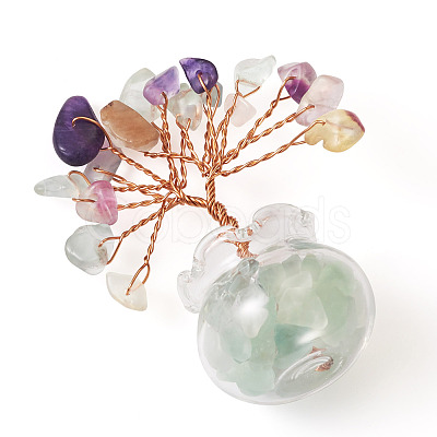 1Pc Natural Fluorite Chips Tree Decorations DJEW-TA0001-15F-1