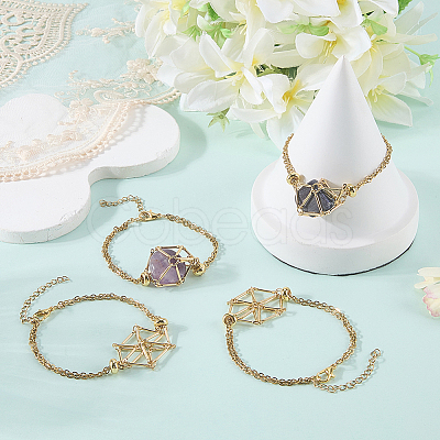 6Pcs Brass Braided Macrame Pouch Empty Stone Holder Bracelet Making BJEW-SC0001-73-1