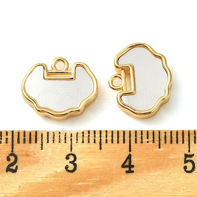 Brass Pave Shell Charms KK-M277-04B-G-1