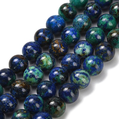 Natural Azurite Beads Strands G-Z110-C02-6mm-1