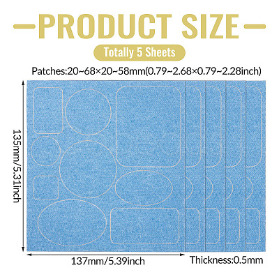 5 Sheets Denim Self-adhesive Patches PATC-TA0001-61B-1