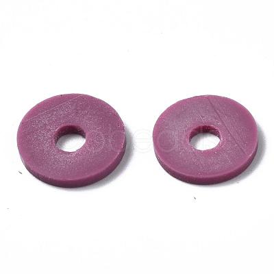 Flat Round Handmade Polymer Clay Beads CLAY-R067-10mm-05-1