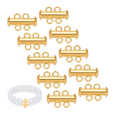 10Pcs Tube Brass Slide Lock Clasps KK-PH0014-45G-1