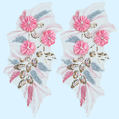 Polyester Embroidery Lace Cloth Patches AJEW-WH20070-078-1