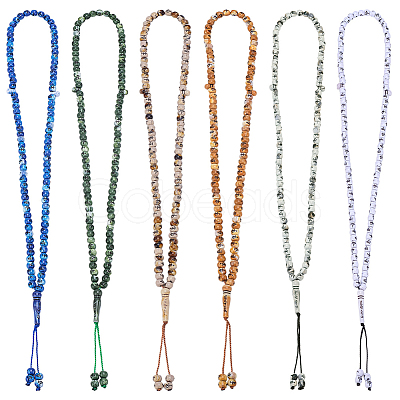 6Pcs 6 Colors Muslim Acrylic Round Prayer Beads Bracelets BJEW-PH0004-55-1