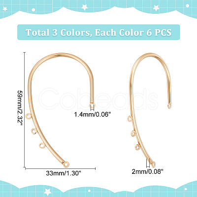 18Pcs 3 Colors Iron Ear Cuff Findings EJEW-UN0002-31-1