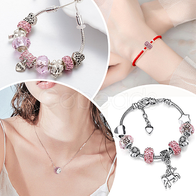80Pcs Polymer Clay Rhinestone European Large Hole Beads with Silver Color Plated Brass Cores FPDL-LT0001-02C-1