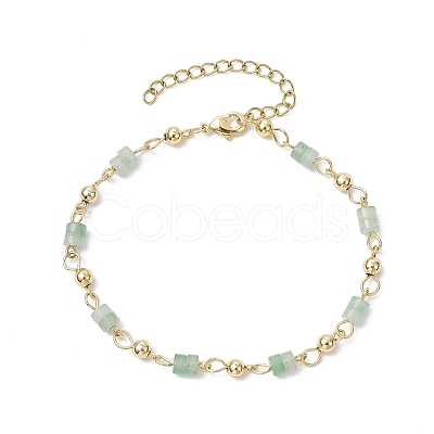 Brass Natural Mixed Stone Link Bracelets for Women BJEW-JB11683-1