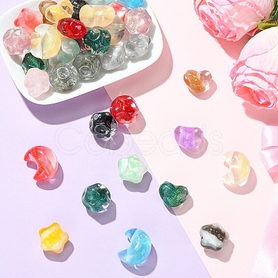 12Pcs 4 Styles Transparent Resin Beads RESI-YW0005-79-1