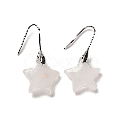 Natural Quartz Crystal Star Dangle Earrings EJEW-I315-03P-09-1