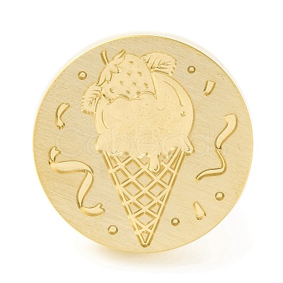 Golden Tone Round Wax Seal Brass Stamp Heads AJEW-Z034-01G-10-1