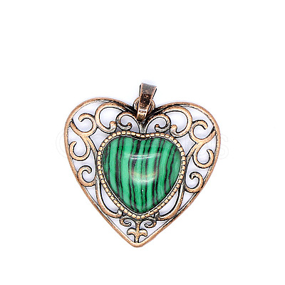 Retro Hollow Natural Malachite Pendants PW-WGAB5DC-11-1