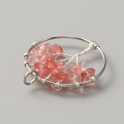 Cherry Quartz Glass Pendants G-WH0026-19P-02-1